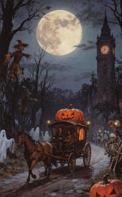 Halloween vaunun katolla suuri kurpitsa
