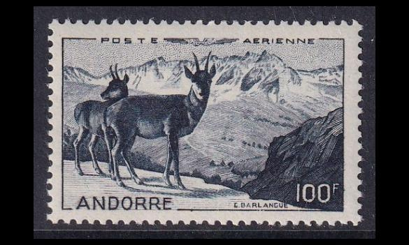 Andorra Fr 141 ** Pyreneittengemssi 100 Fr (1944)