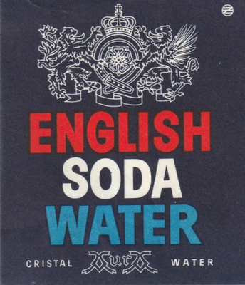 VANHA JUOMAETIKETTI  ENGLISH SODA WAT CRIST. WATER (K11-S58)