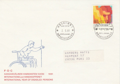 FDC, 2.9.1981, Kansainvälinen vammaisten vuosi