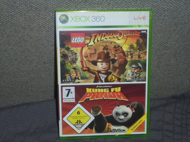 XBOX 360 pelit Indiana Jonea & Kunfu Panda
