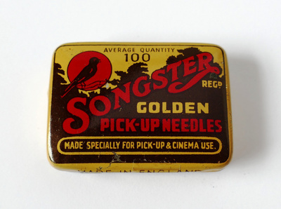Gramofoni neuloja 40 kpl, Songster Golden -peltirasiassa