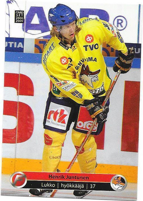 2008-09 CardSet #130 Henrik Juntunen Lukko