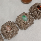 1900 Vintage Hopea filigraani rannekoru Jade kivillä - pikkukuva 4
