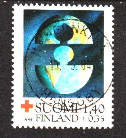 1984 1,40mk+0,35mk PunaisenRistin merkki Hangonkylä loistona