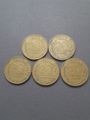 Ranskan 20 centimes 1970-1974