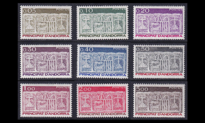 Andorra Fr 337-45 ** Käyttösarja vanha vaakuna (1983)