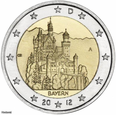 ** SAKSA 2€ 2012 Baijeri -sarja A/D/F/G/J pillereissä **