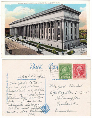 Vanha kortti, Yhdysvallat, Albany, vuodelta 1932