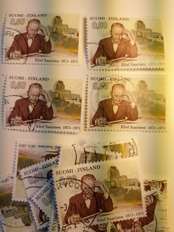 Eliel Saarisen syntymästä 100 vuotta postimerkki 0,60 markka