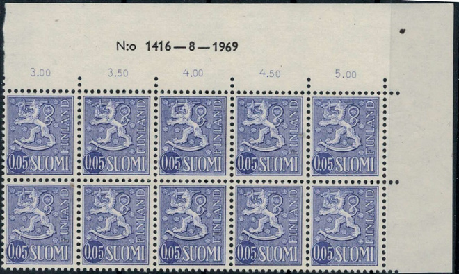 1963   5p violetti nro-10lö 1416 ++