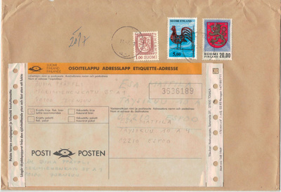 1978 20mk ym kirjattu kirje