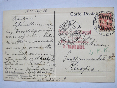 VANHA Kortti 1916 Hyvä Venäjän Kuopio Sotasensuuri Nimellä