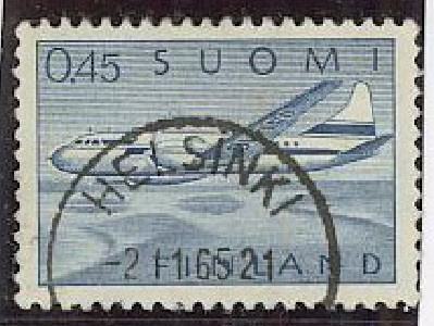 M63 1963  45p lentokone er.kaunis HELSINKI-65