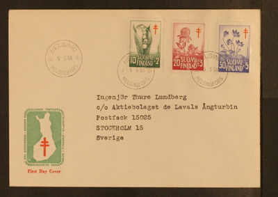 # 23608 # TUB-58 sarja FDC > Ruotsi - 1959
