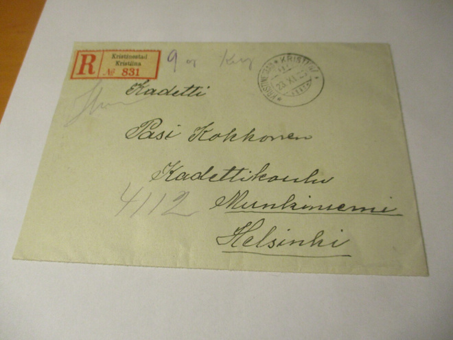 1926 Kristiinankaupunki R kuori Munkkiniemen kadettikouluun