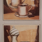 Puinen tarjotin kahvikuvilla espresso latte cappuccino - pikkukuva 3