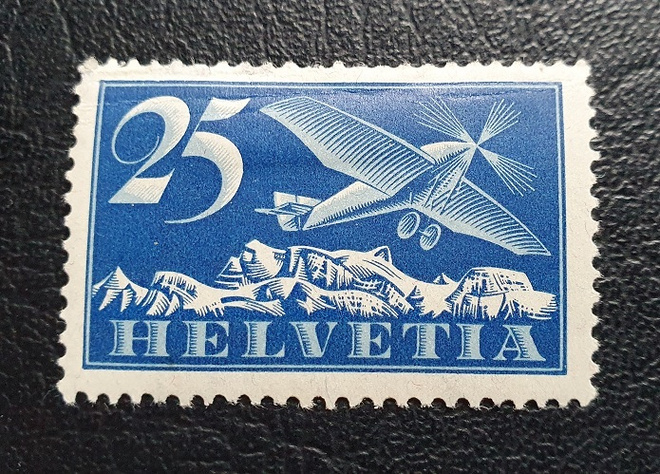 Sveitsi 1923 leimaamaton lentopostimerkki 25 c