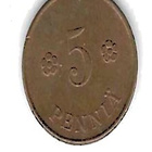 1922 5 PENNIÄ KOLIKKO KÄYTETTY - pikkukuva 1