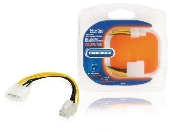 Bandridge Virtasovitinkaapeli Molex Uros-PCI Expresss, 0.15m