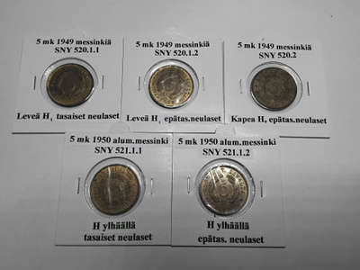 Suomi 5 mk 1949-1950 yht. 5 kpl