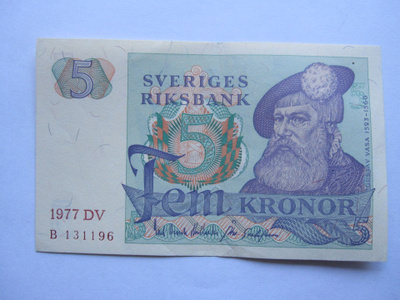 Ruotsi 5 kruunua 1977