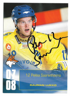 2007-08 Rauman Lukko Postikortti Pekka Saarenheimo nimmari