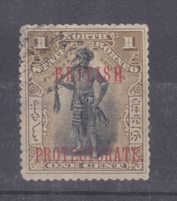 Pohjois Borneo 1901 1 cent leimattuna.