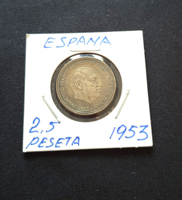 Espanja 2.5Peseta 1953 Unc!