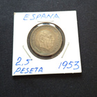 Espanja 2.5Peseta 1953 Unc! - pikkukuva 1