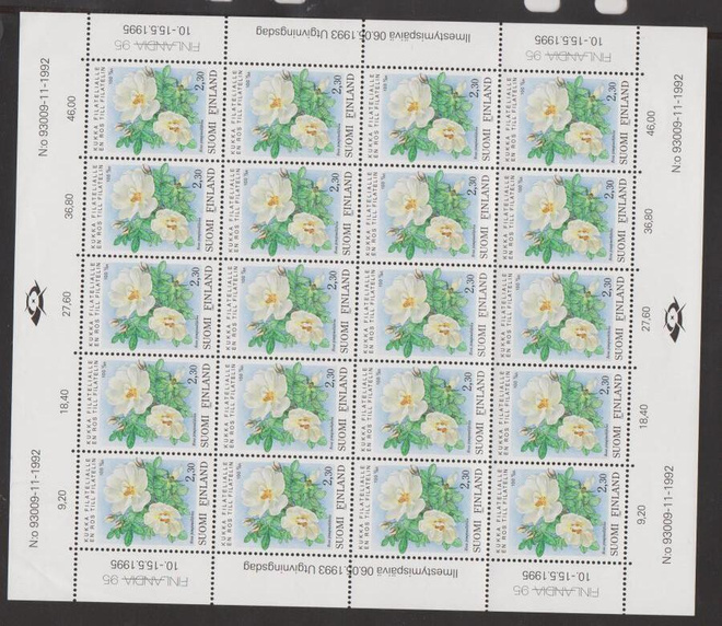 1993 Järjestäytynyt Filatelia Suomessa 100 vuotta  ** arkki