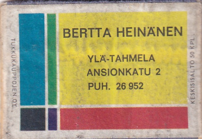 Tampere, Bertta Heinänen, Ylä-Tahmela, Ansionk 2  . s51