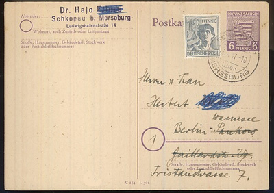 DR Mi 947 Provinz Sachsen ehiöllä postikortti -47