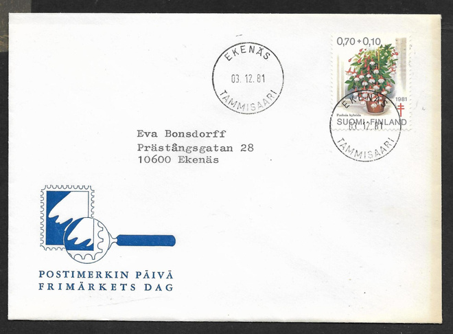 Postil. - Tub. 70+10p 1981 (LAPE 883) Ekenäs 3.12.1981