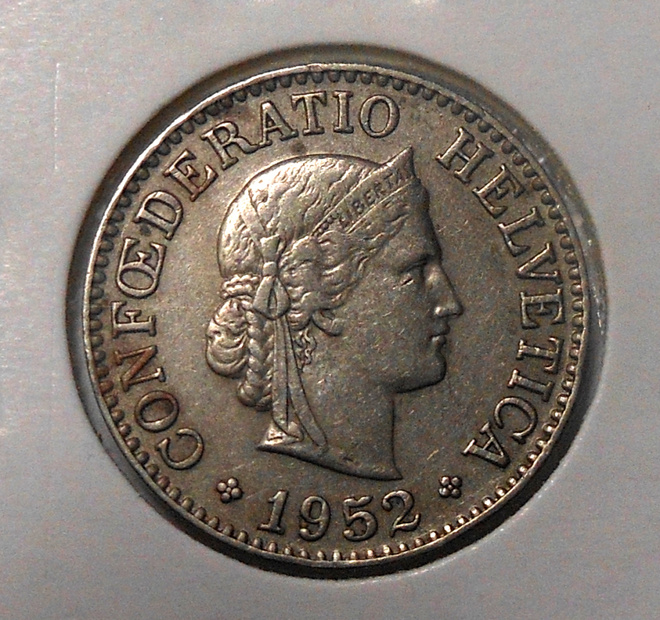 Switzerland. 10 rappen 1952.