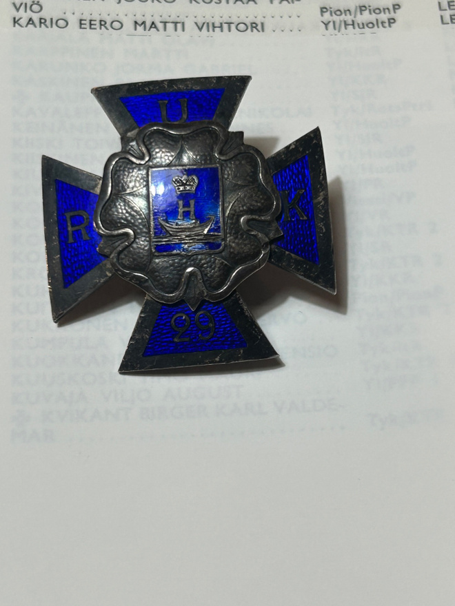 RUK: kurssin 29 (2.1-27.4-1935) kurssiristi hopeaa.