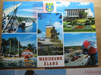 Åland, 3 eril postikorttia, joissa on laivoja