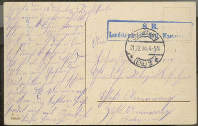 Saksa 1914 kenttäpostikortti