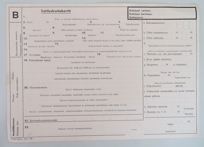 SOTILASKANTAKORTTI B