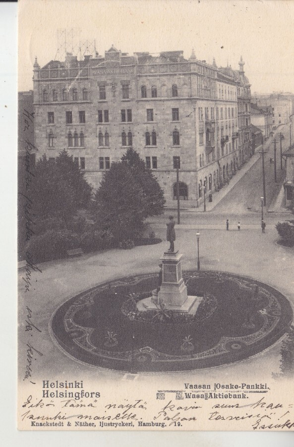 Helsinki Vaasanpankin talo 1903 kulkenut.