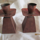 kynttilän jalat -60 luvulta  teak puu/kupari - pikkukuva 2