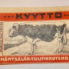 VANHA Tulitikkju Etiketti Mäntsälä Kyyttö Lehmä 1900-l - pikkukuva 1