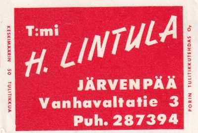 Järvenpää. T:mi H. Lintula  8/15