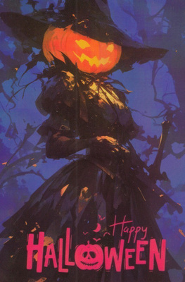 Halloween kurpitsanainen mustissa vaatteissa
