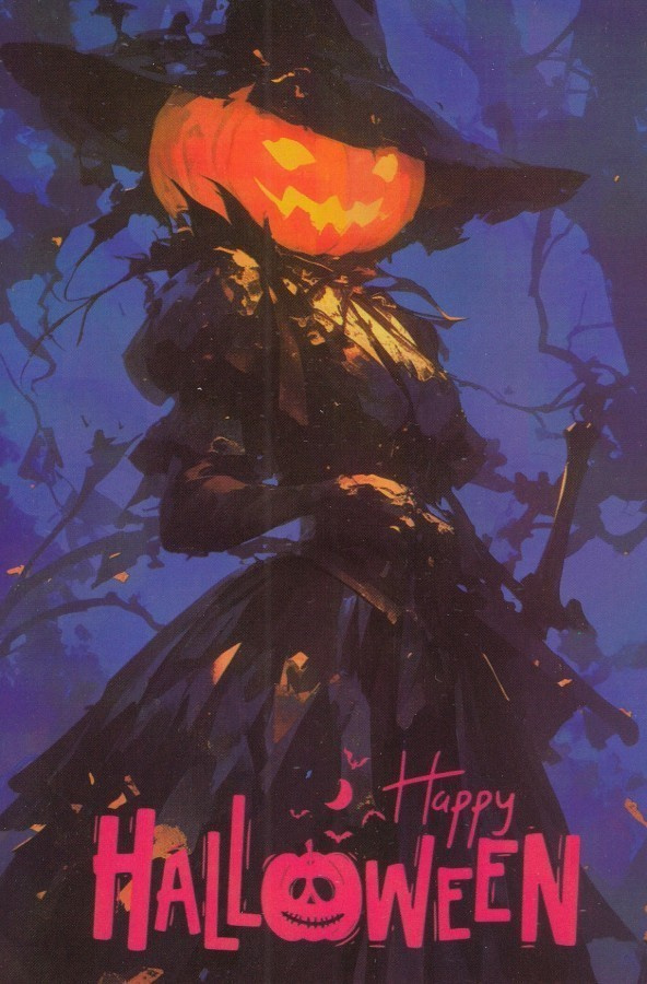 Halloween kurpitsanainen mustissa vaatteissa