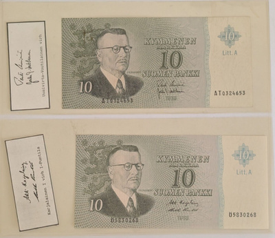 10 Markkaa 1963, virheellisyydet allekirjoituksissa, 2kpl