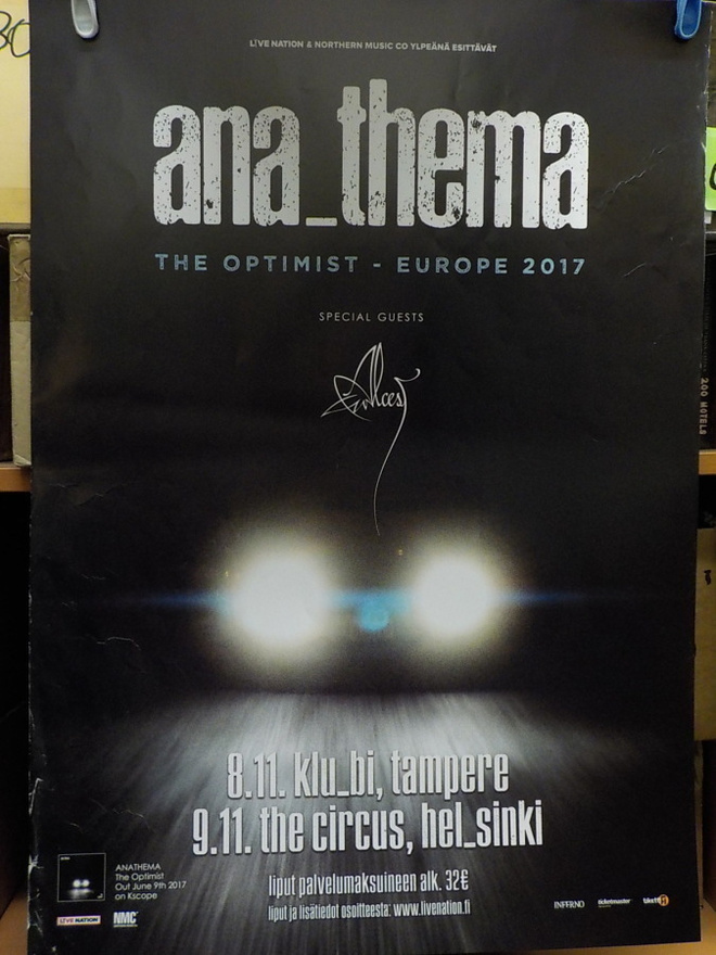 ANATHEMA - THE OPTIMIST EU 2017 TOUR SUOMEN KEIKKAJULISTE +