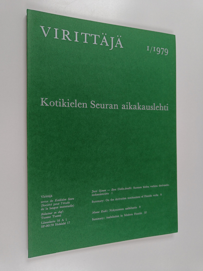 Virittäjä 1/1979 - Kotikielen Seuran aikakauslehti