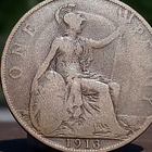 Vuoden 1913 One Penny -kolikko muovikapselissa. Halkaisija 3 - pikkukuva 2