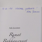Ada Juvonen : Rumat rakkausrunot (signeerattu, tekijän om... - pikkukuva 3